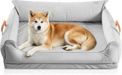 Luxury Waterproof Memory Foam Dog Bed Sofa for Large Dogs - Silver Gray