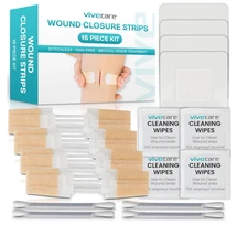4 Pack Adhesive Wound Closure Strips, Sterile Zip Stitch Bandages for First Aid