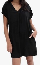 GAP Women’s Black Shift Dress V-Neck Rayon Lightweight Rayon Pockets Size M