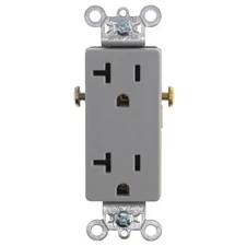 PASS & SEYMOUR 26342-GRY SPECIFICATION DUPLEX RECEPTACLE, 20A, 125V, 5-20R, GRAY