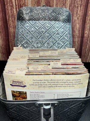 Grandma s Kitchen Treasured Family Recipes, Recipe Cards w/ Embossed Metal Tin