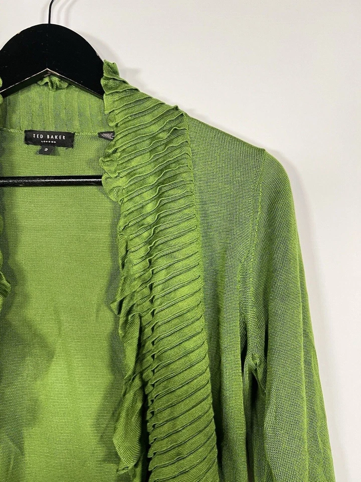 TED BAKER WATERFALL Cardigan - Size 2 - UK10 - Green - Great Condition - Women’s - Изображение 4 из 4