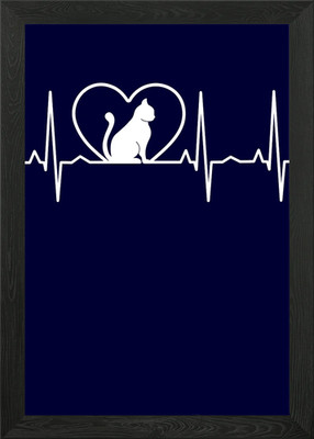 Gerahmtes Wandbild Poster Leinwanddruck Bild Katze Herzschlag