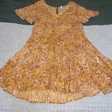 Patrons Of Peace Paisley Floral Print Mini Dress Womens Medium Boho Fit & Flare