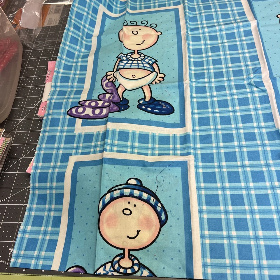 Moda Funny Babies Blue Panel And 2 Charm Packs - Image 2 of 4