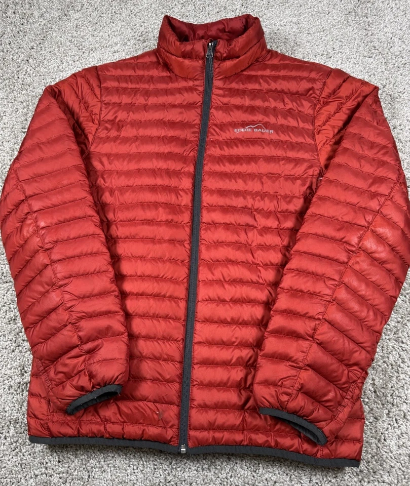 Jaqueta acolchoada Eddie Bauer EB650 80% zíper completo casaco de inverno esqui vermelho masculina pequena - Imagem 2 de 4