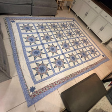 intage Handmade Lone Star Quilt Star of Bethlehem Quilt Hand Quilted 99"X86"