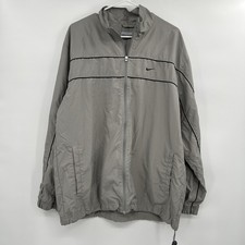 Vintage Y2K Mens Nike Full Zip Windbreaker Jacket Size L Gray 2000s Retro Swoosh