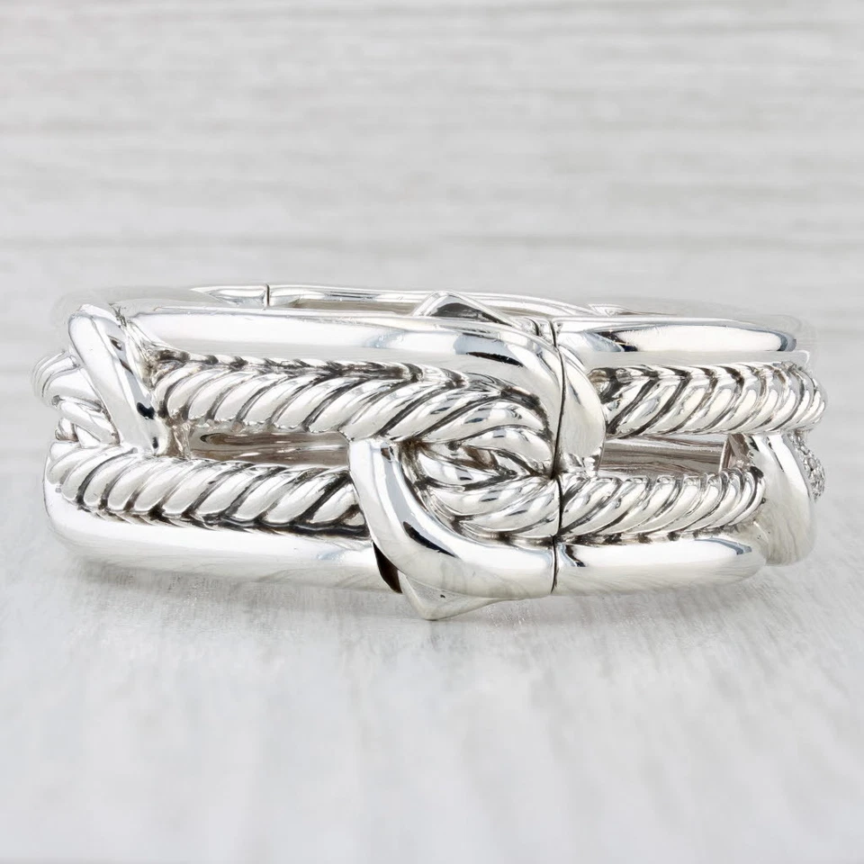 David Yurman Labrynth 1.20ctw Diamond Bangle Bracelet Sterling Silver 6.25" - Image 4 of 4