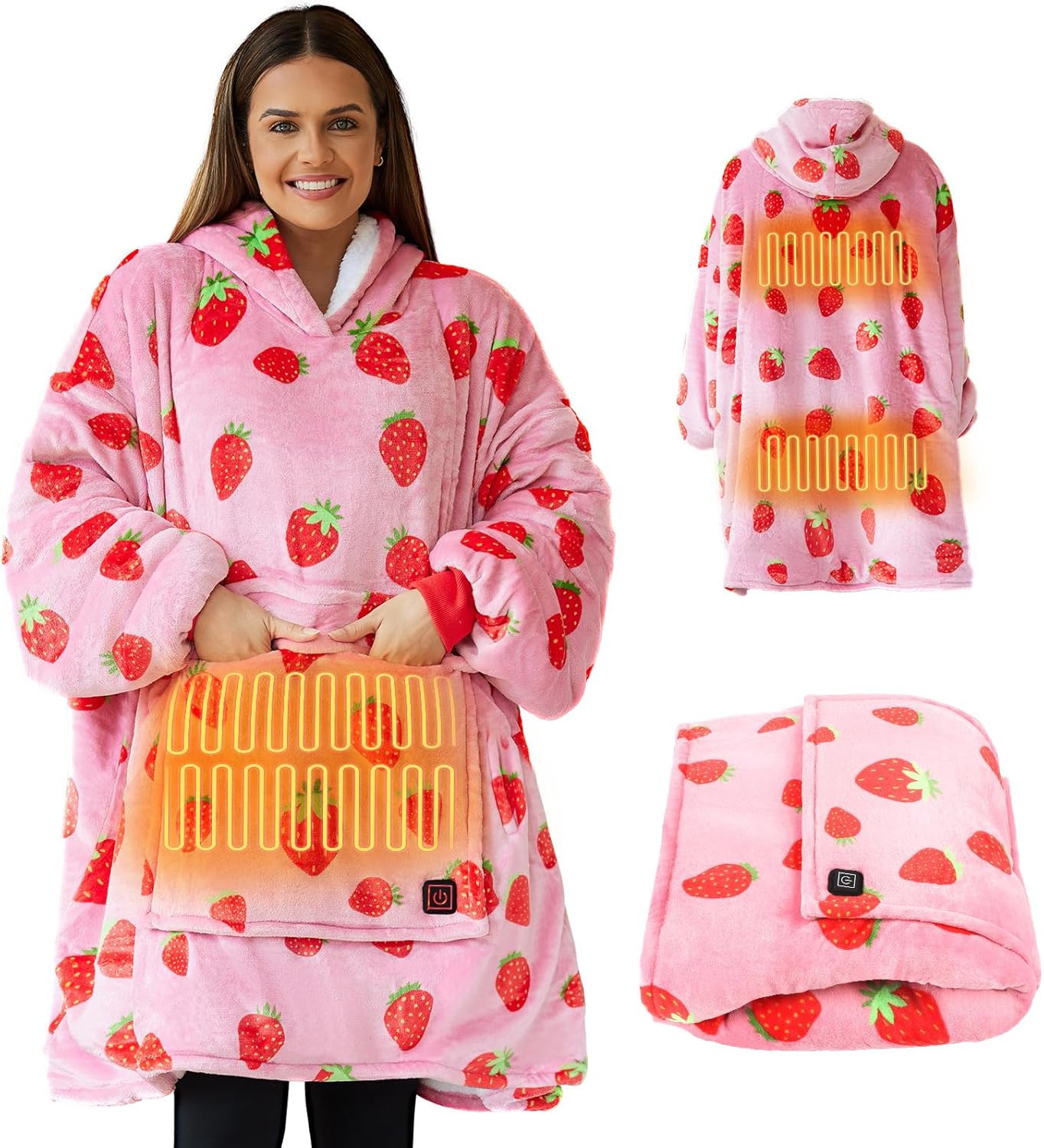 Heated Wearable Blanket Hoodie USB Heated Sweatshirt Blanket Oversized