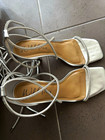Wild Pair Silver Metallic Faux Suede Strappy Tie Ankle Strap Square Toe 8M — photo 1