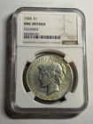 1928 $1 Silver Peace Dollar NGC UNC Details Cleaned Key Date