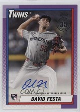 2025 Topps Series 1 1990 Topps Baseball David Festa #90A-DF Auto 1gh1