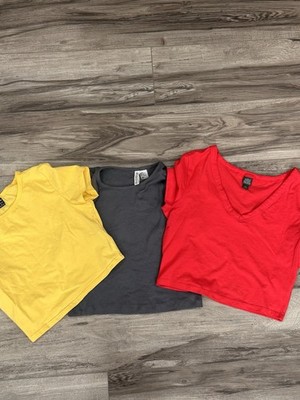 H&M Divided SHEIN Wild Fable T-Shirts Lot of 3 Size M Yellow Gray Red