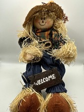 Harvest Scarecrow with "Welcome" Sign