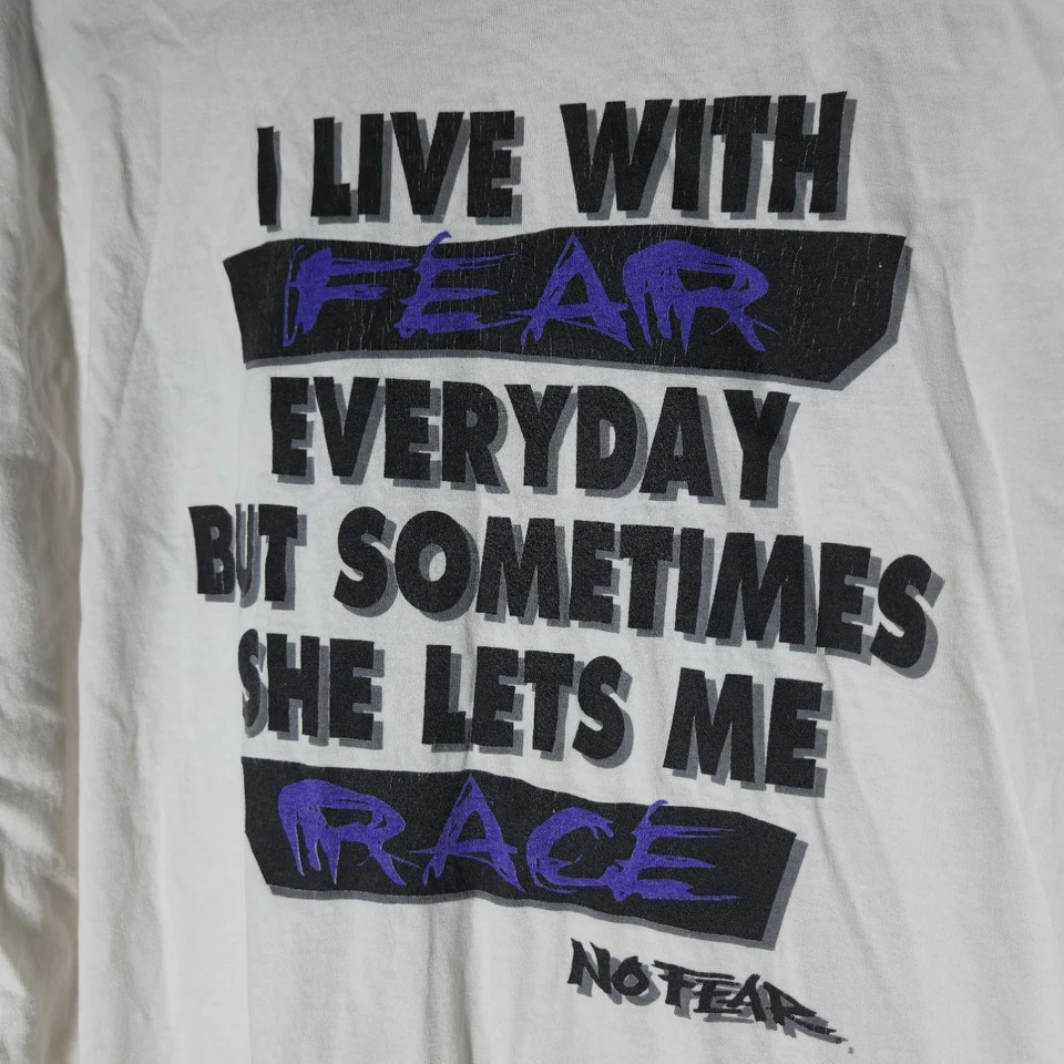 Camiseta No Fear Vintage Años 90 Blanca Talla 2XL Puntada Única Hecha en EE. UU. Doble Cara Foto 2 de 4