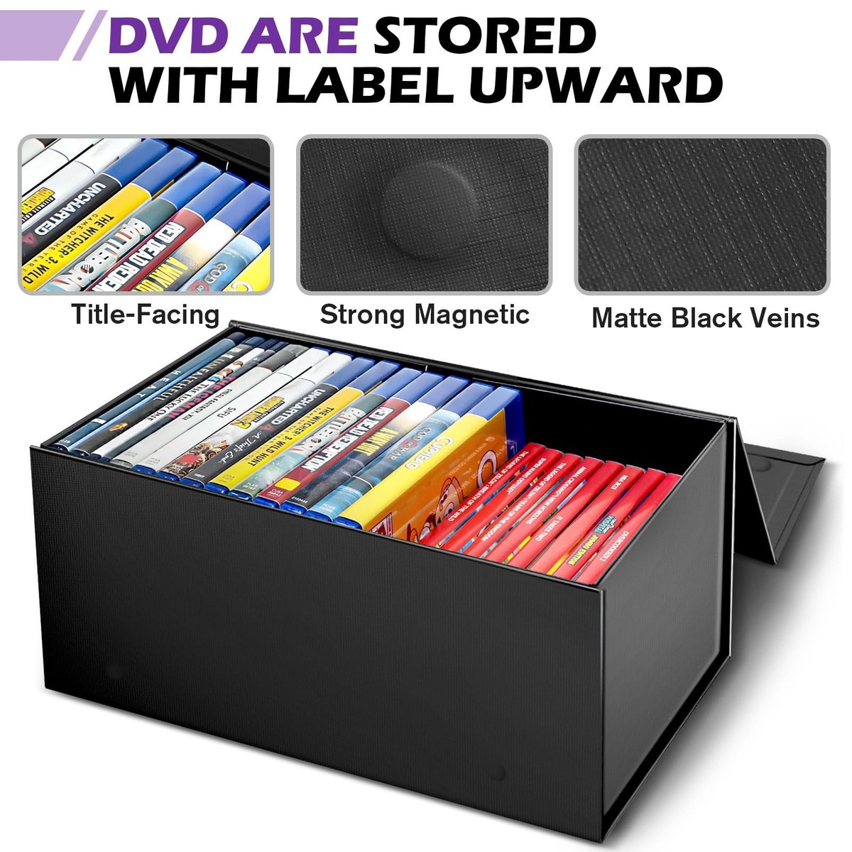 Blu Ray Video Holder Game Storage Box Organizer Stores 20 DVD