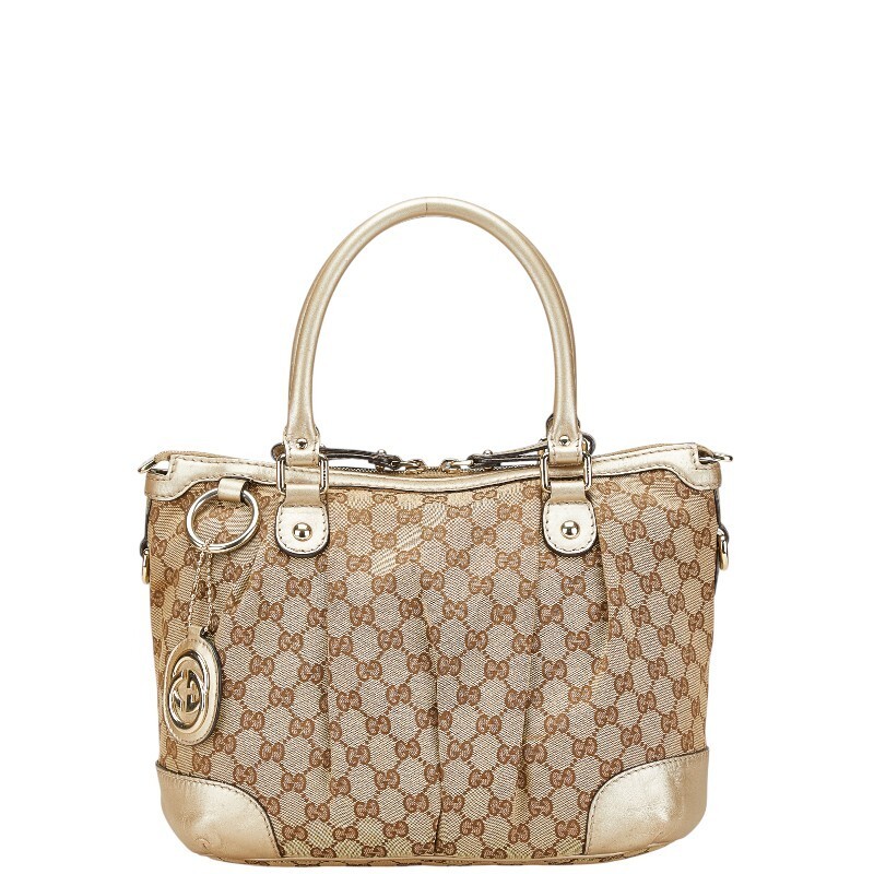 Gucci Gg Canvas Sookie Tote Bag 247902 Beige Gold Leather  Used