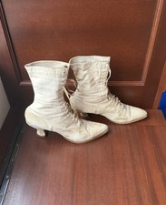 Antique 1800s Victorian Shoes Leather High Top Lace-Up Boots