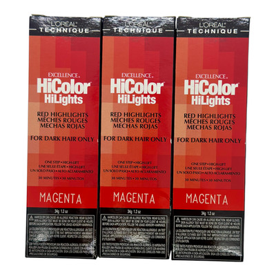 Loreal Excellence HiColor Red HiLights Magenta 3 Pack   Permanent Hair Color