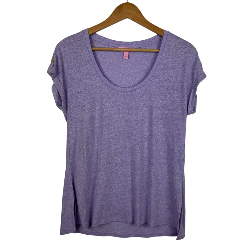 Топ женский Lilly Pulitzer Inara сиреневый вербана размер XS льняной опрятный легкий - Изображение 2 из 4