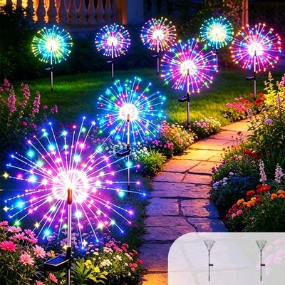 150 LED Solar Fireworks Lights Outdoor Waterproof, 2 Pack 8 Modes Twinkling F...