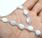 Rainbow Moonstone 925 Silver Plated Necklace 18" Bridal Jewelry Trendy GW