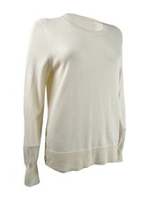 Michael Michael Kors Womens Ribbed Snap Hem Pullover Sweater Ivory L