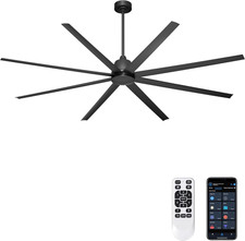 96" Industrial Ceiling Fan with Remote Control for Garage Warehouse, Black