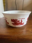 Vintage White Glass Bowl with Red Scottie Dogs - 2.5" High, 4.75" Wide