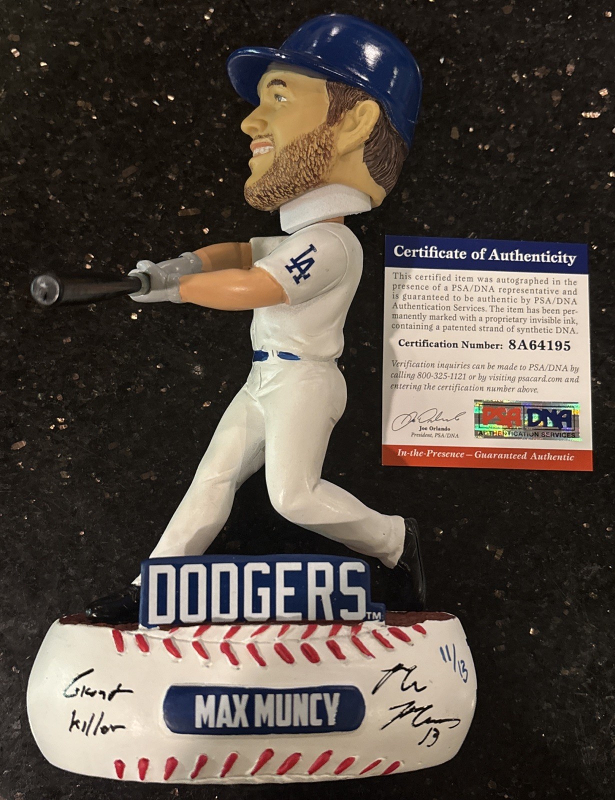 Max Muncy Autographed Signed Los Angeles Dodgers Giant Killer #11/13 DODGERS BOBBLEHEAD PSA/DNA Authentic COA 
