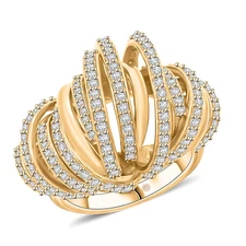 Clarte Dorma Moissanite 1.30  Ring Vermeil Yellow Gold Plated Silver Size 7