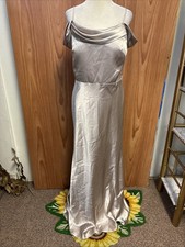 Jenny Yoo Champagne Beige Formal Dress Cold Shoulder Size 12 Spaghetti Strap