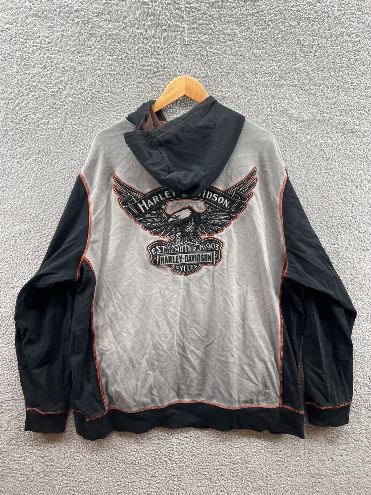 HarleyDavidson Iron Block Gray Black Cotton Pullover… Gem