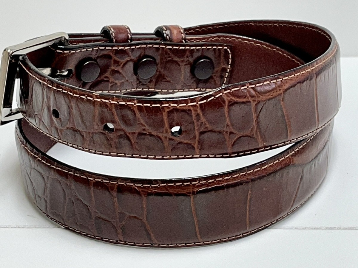 Vintage WCM New York Belt Women M Brown Leather Silver Tone  display picture 1