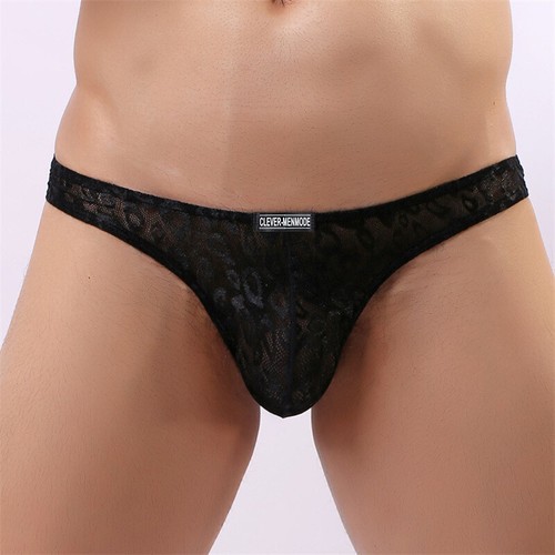 Men Sexy Lace Panties Ice Silk Transparent Seamless Underwear Mesh Thongs Briefs - Bild 14 von 19