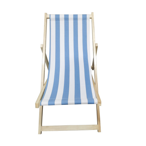 Populus wood sling chair foldable Broad blue stripe for outdoor beach garden - Bild 22 von 28