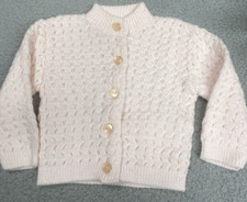 Vintage Orlon Acrylic Fiber Baby Girls or Doll Knit Sweater 3-6 Months Pink