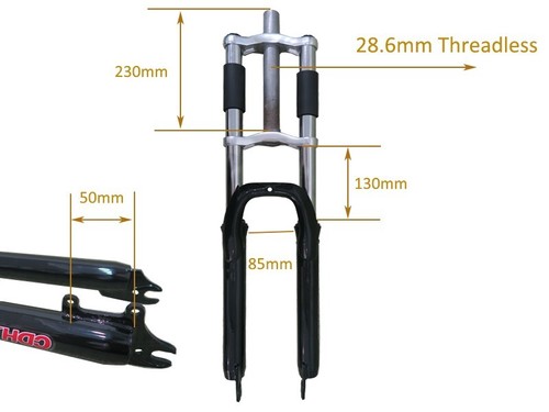 DONSP1986 26" Bicycle Fork w/Headset, Triple Tree Fork, Suspension Bike Fork - Picture 9 of 16