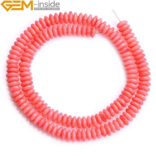 Red & Pink Coral Beads Rondelle Stone Loose Beads Jewelry Making 15" Necklace - Picture 11 of 40