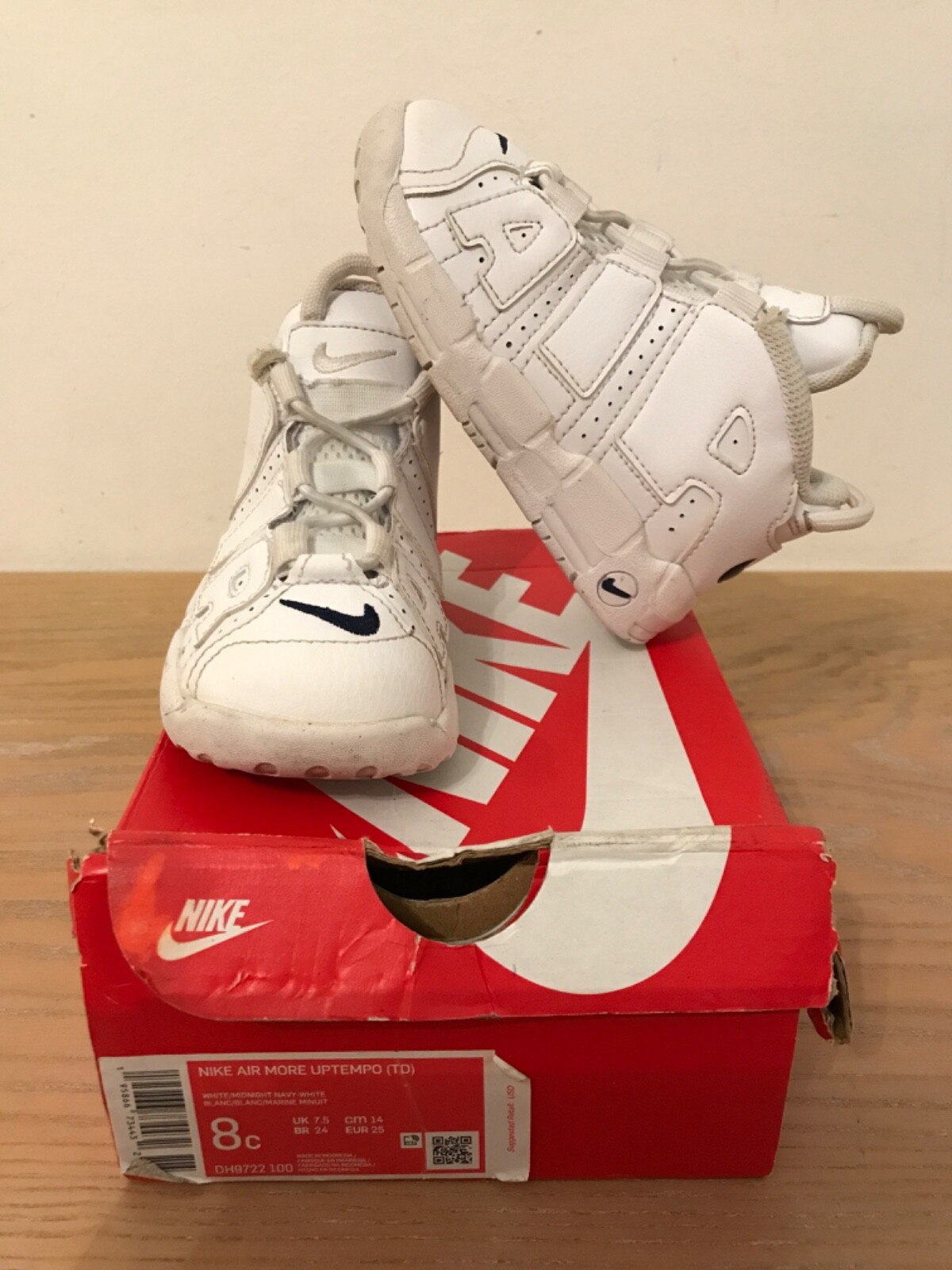Nike Air Toddler Shoes More Uptempo (TD) DH9722 100 White/Midnight Navy Size 8C-image