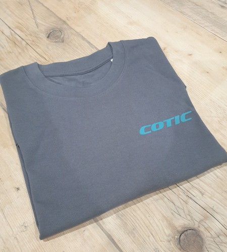 Cotic Kurzarm T-Shirt Baumwolle anthrazit mit türkisfarbenem Konturlogo - Bild 3 von 3
