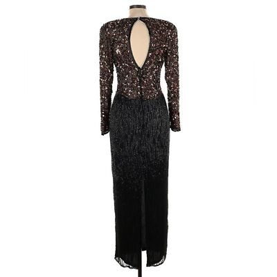 Vintage 90s Fully Beaded Silk Gown Lilie Rubin Black Long Sleeve Open Back  Dress | eBay