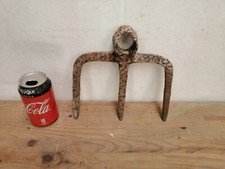 Vintage BLACKSMITH farming tool cast Iron Forged Rake TRIDENT Three Prong