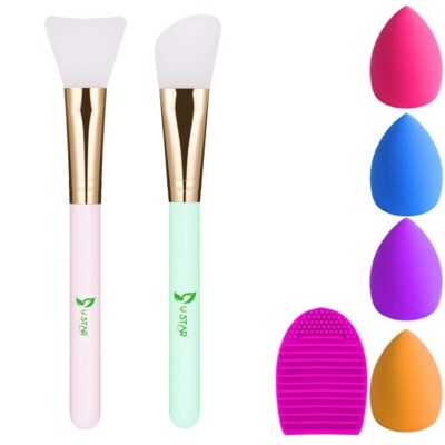 2 PCS Face Mask Beauty Tool Soft Silicone Facial Mud Mask, Brush Hairless