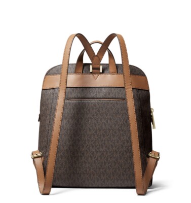 MICHAEL KORS MK Rhea Zip Medium Slim Backpack ? Logo Brown  display picture 3