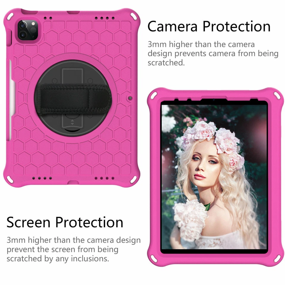 For iPad Pro 11 2021 9.7'' 5/6th Gen Mini Air 10.5 Kids Rubber Hard Strap Case - Image 3 of 4