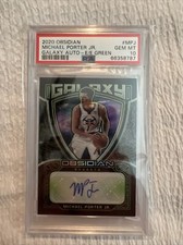 Michael Porter Jr 2020 Obsidian Galaxy auto Electric Etch Green /15 SSP PSA 10