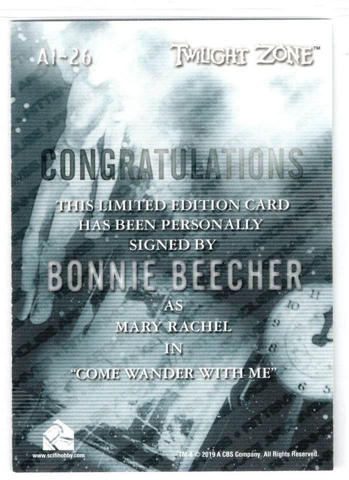 TWILIGHT ZONE ARCHIVES 2020 EDITION AI-26 BONNIE BEECHER Inscription ...