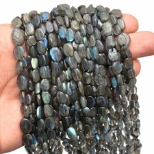 2 Strand Flashy Labradorite Smooth Oval Gemstone Healing Bead Jewelry Making 12"